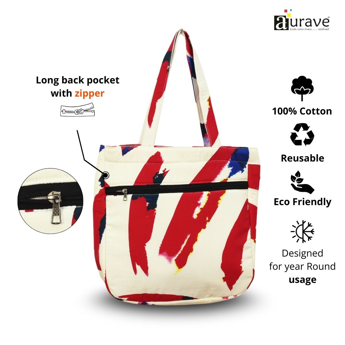 Premium Cotton Lightweight Eco-Friendly Shopper/Tote Bag, Multicolor