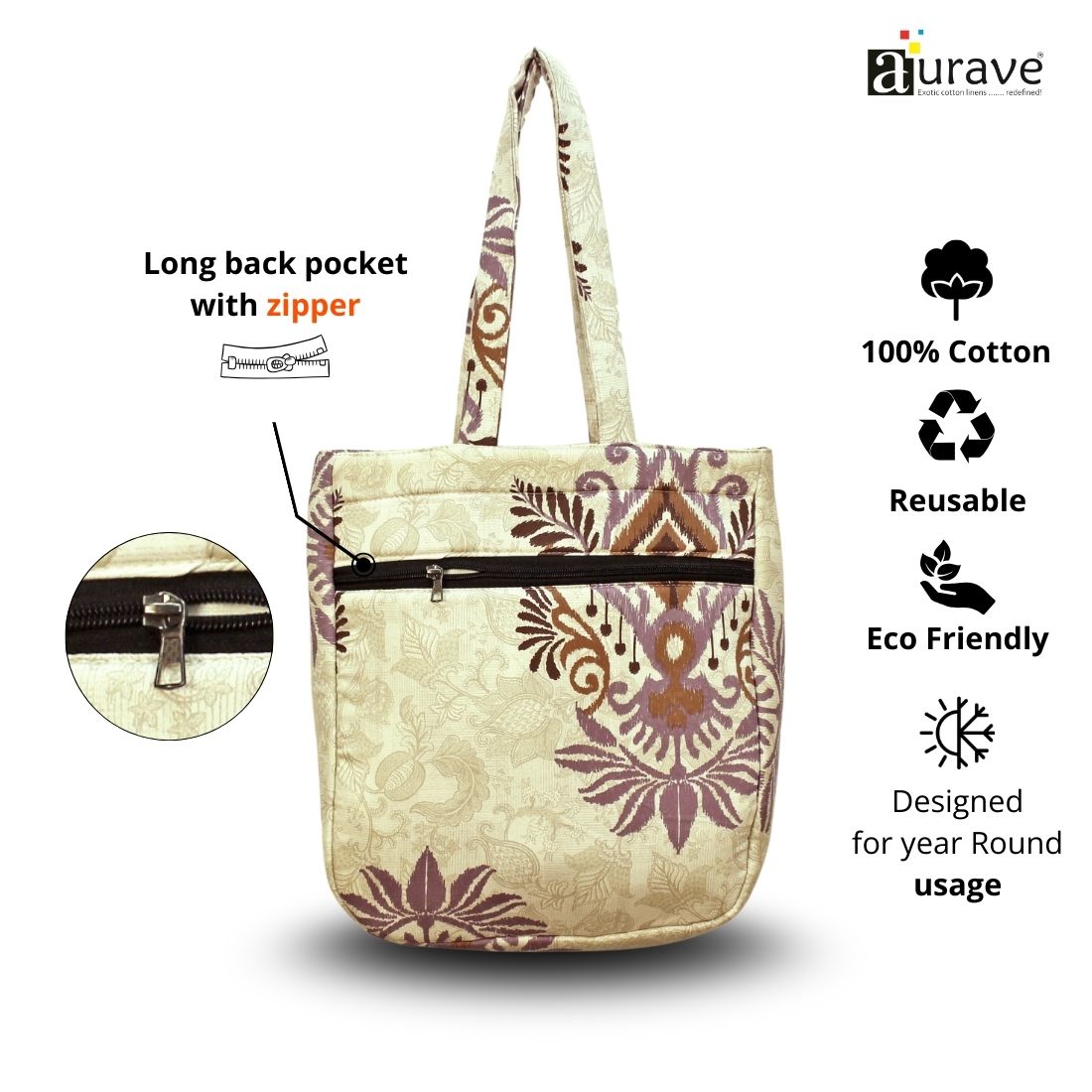 Premium Cotton Lightweight Eco-Friendly Shopper/Tote Bag, Multicolor