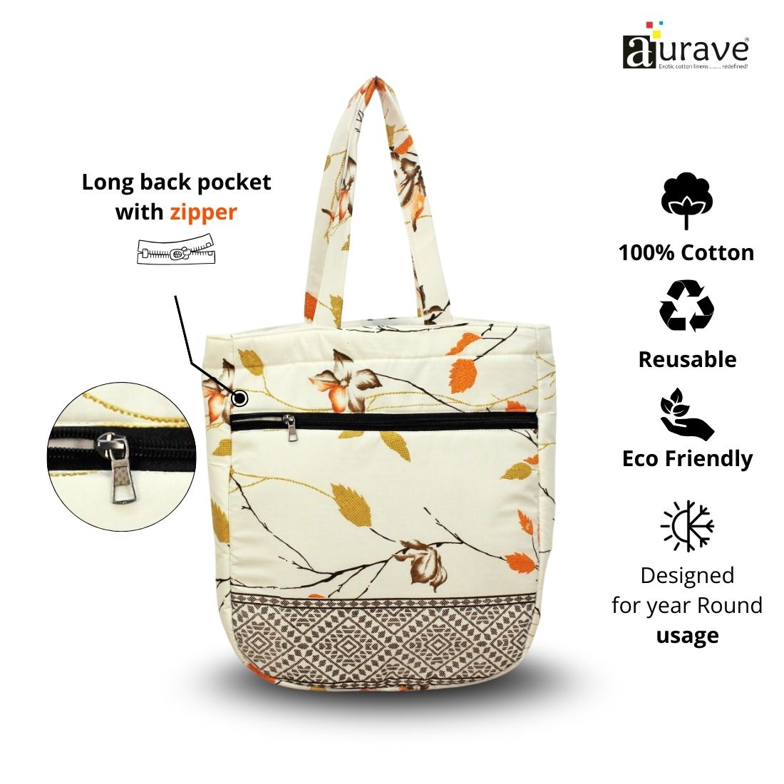 Premium Cotton Lightweight Eco-Friendly Shopper/Tote Bag, Multicolor