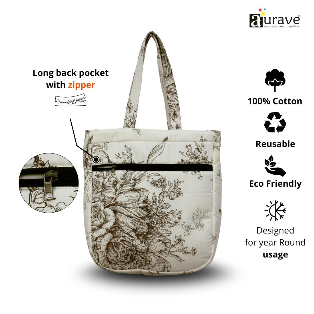 Premium Cotton Lightweight Eco-Friendly Shopper/Tote Bag, Multicolor