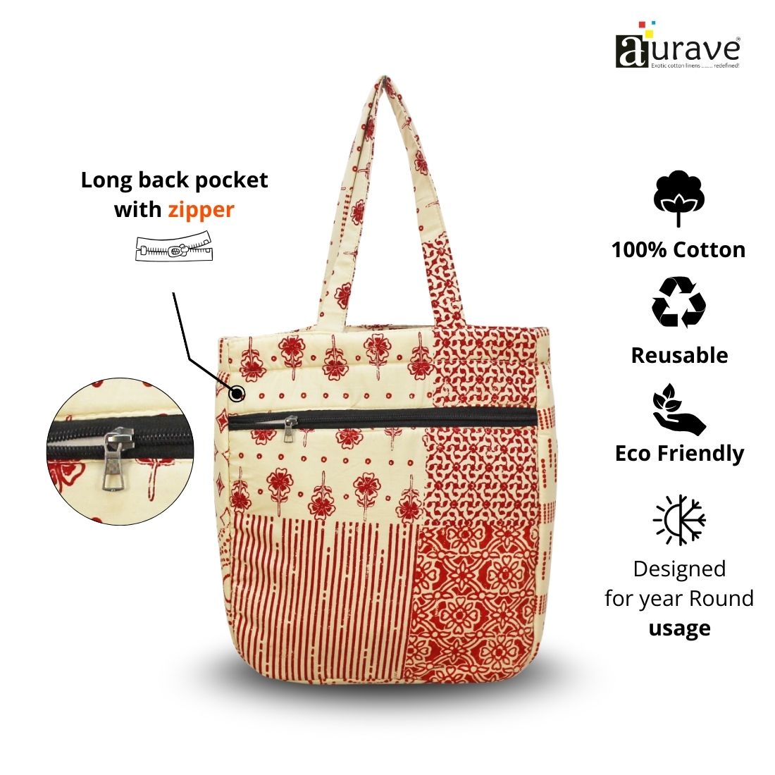 Premium Cotton Lightweight Eco-Friendly Shopper/Tote Bag, Rust