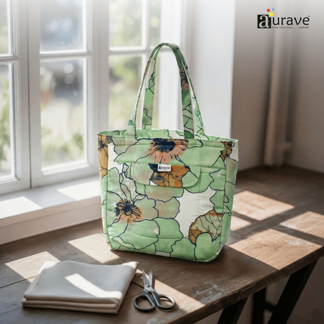 Premium Cotton Lightweight Eco-Friendly Shopper/Tote Bag, Green