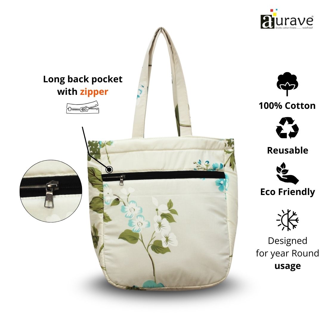 Premium Cotton Lightweight Eco-Friendly Shopper/Tote Bag, Multicolor