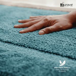 AURAVE Luxury Reversible Cotton Bathmat, Peacock Blue
