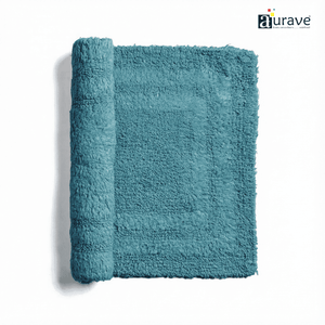 AURAVE Luxury Reversible Cotton Bathmat, Peacock Blue