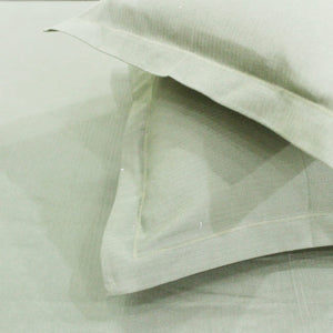 Mercerized Cotton Textured Weave Cotton Fitted Bedsheet with Pillow Covers - Pista