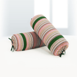 Multicolor Stripes Woven Cotton 2 Pcs Bolster Cover set - Bottle Green