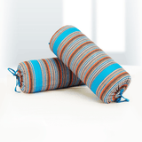 Multicolor Stripes Woven Cotton 2 Pcs Bolster Cover set - Blue