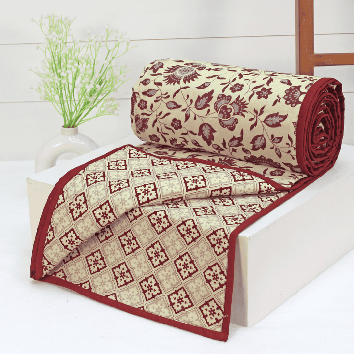 Riva Floral Cotton Dohar, Burgundy