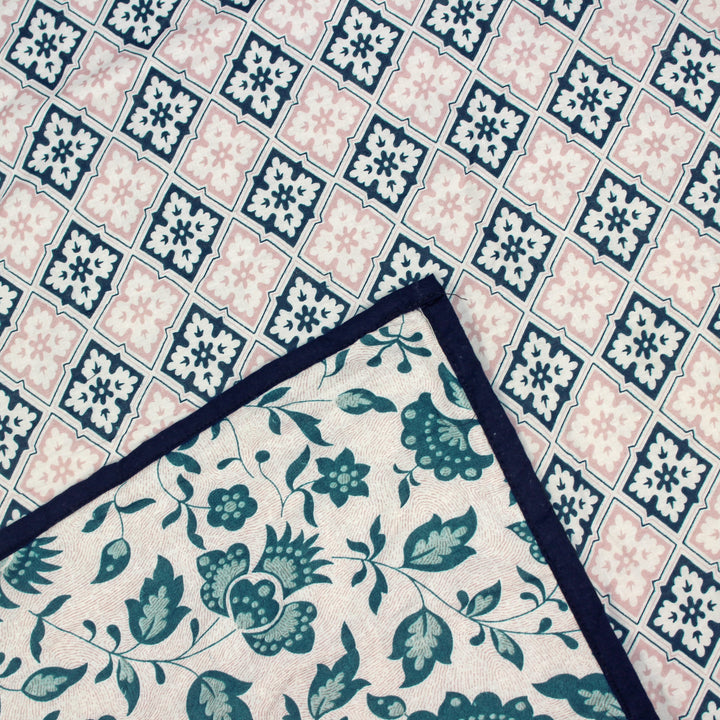 Riva Floral Cotton Dohar, Blue