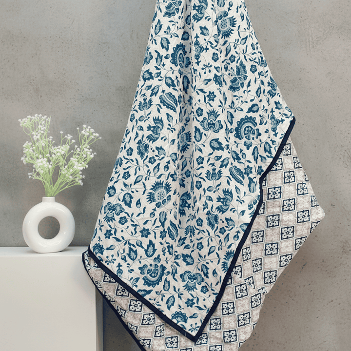 Riva Floral Cotton Dohar, Blue