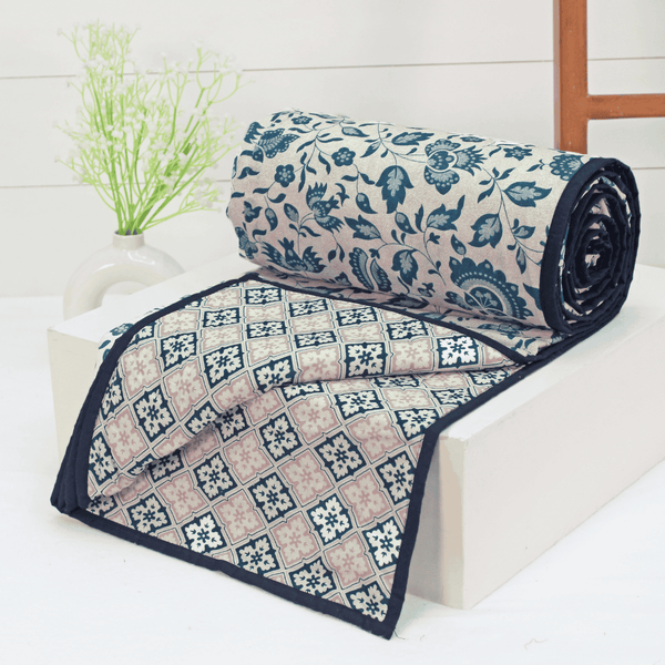 Riva Floral Cotton Dohar, Blue