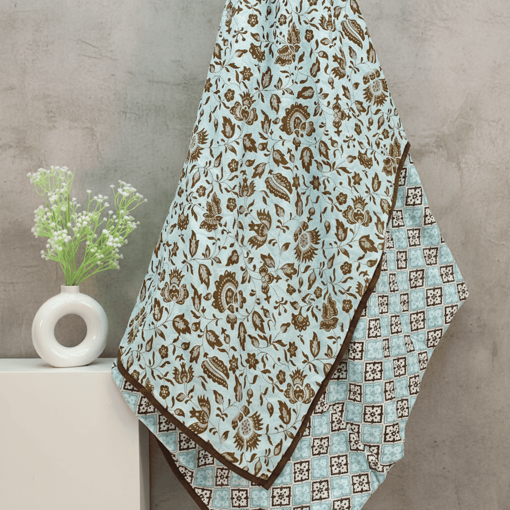 Riva Floral Cotton Dohar, Coffee