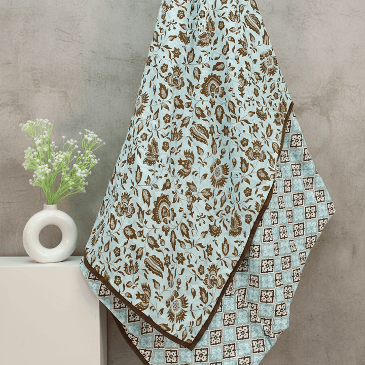 Riva Floral Cotton Dohar, Coffee