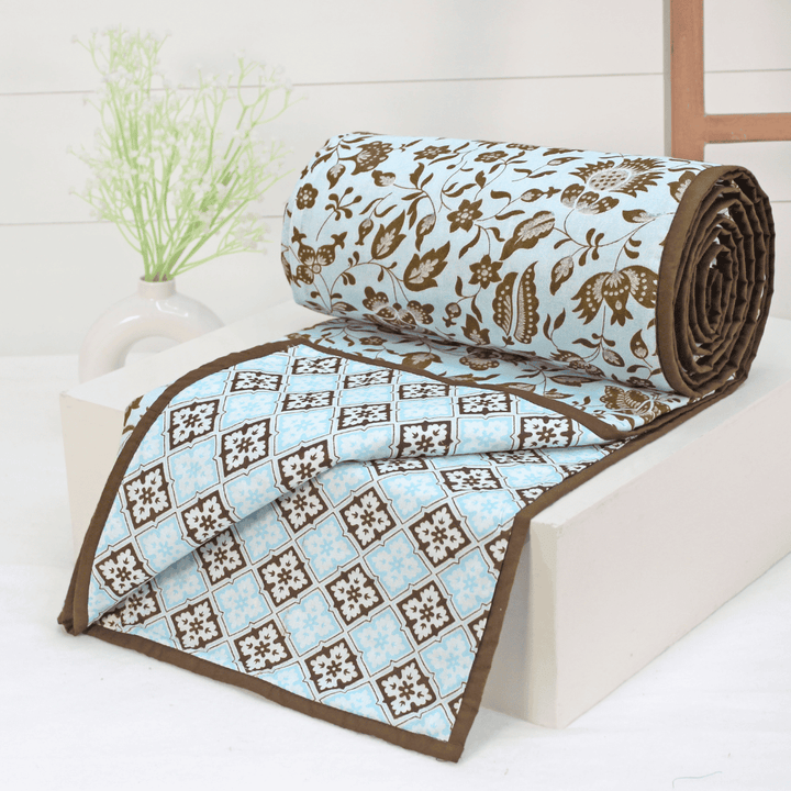 Riva Floral Cotton Dohar, Coffee