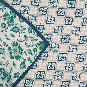 Riva Floral Cotton Dohar, Peacock Blue 