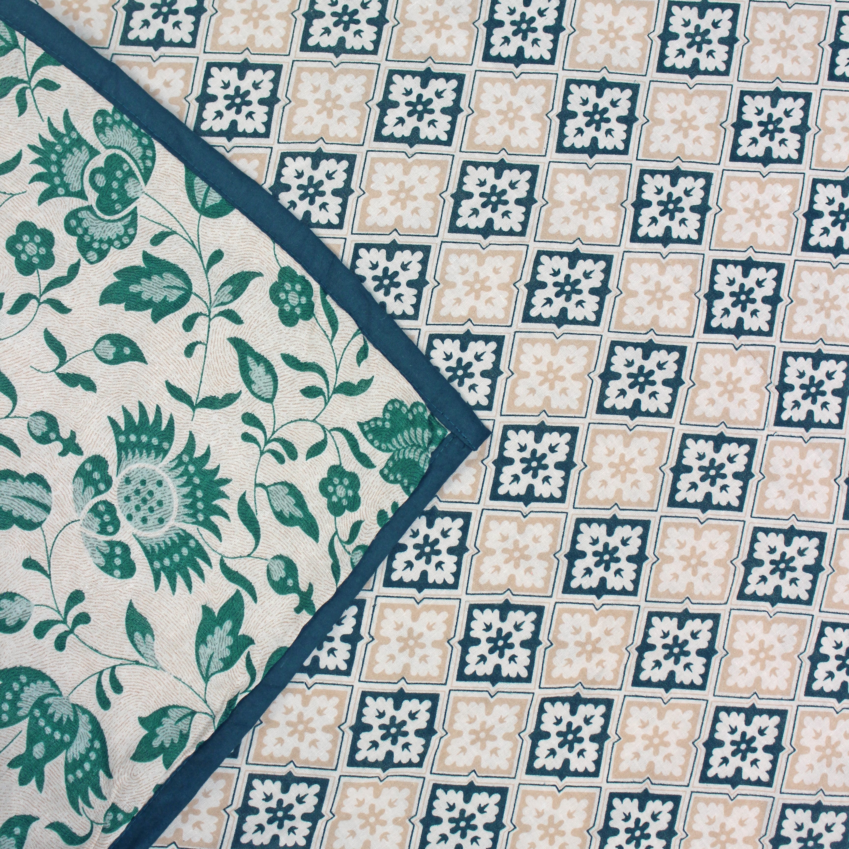Riva Floral Cotton Dohar, Peacock Blue 