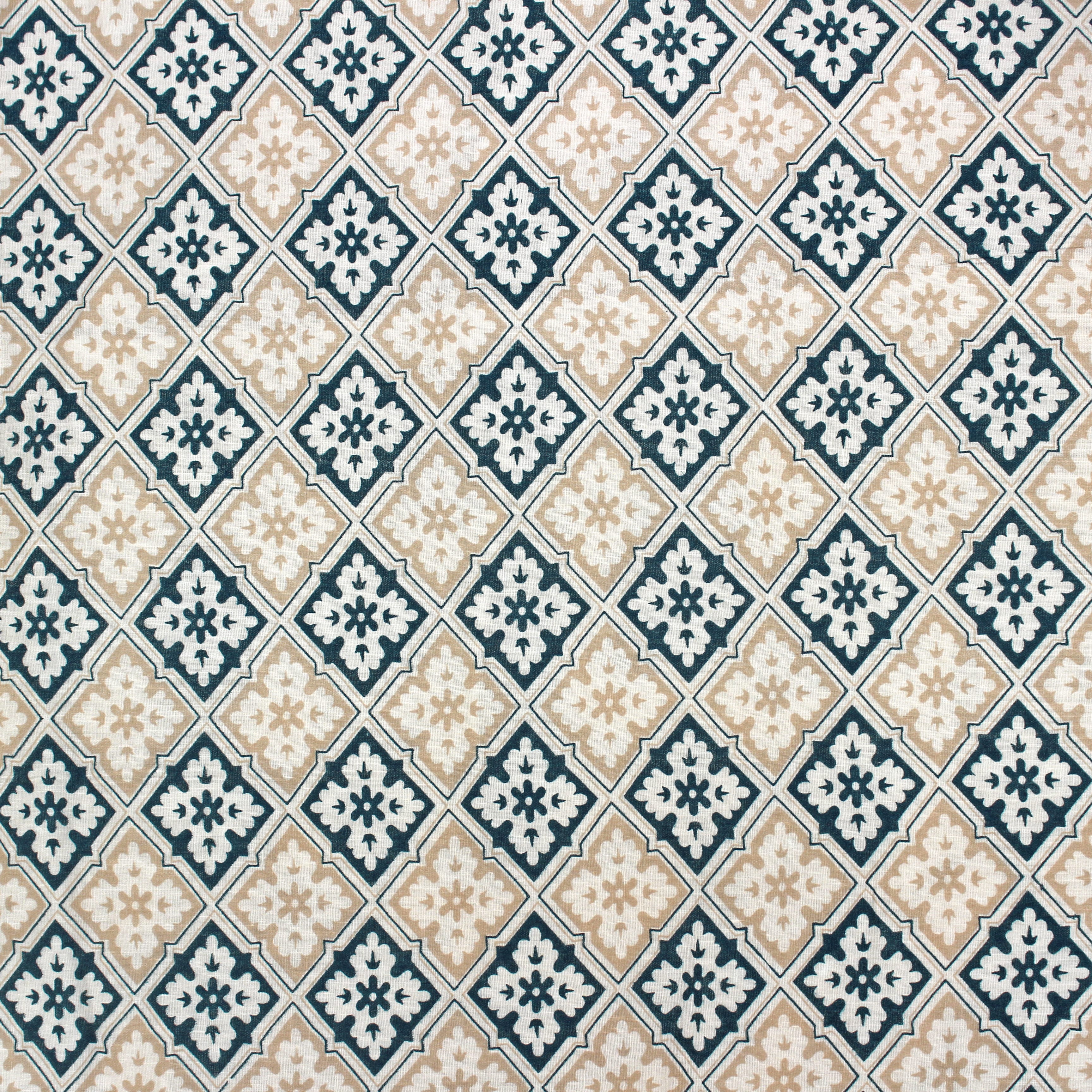 Full View Riva Floral Cotton Dohar, Peacock Blue Design 