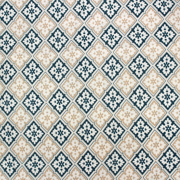 Full View Riva Floral Cotton Dohar, Peacock Blue Design 