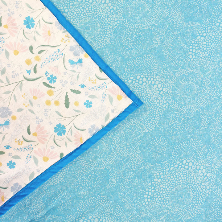 Riva Floral Cotton Dohar, Aqua