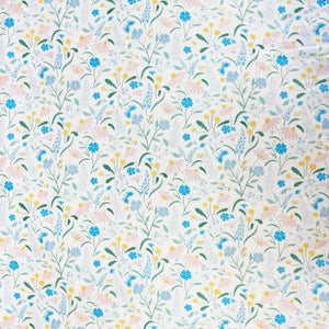 Close up View Riva Floral Cotton Dohar, Aqua Design 