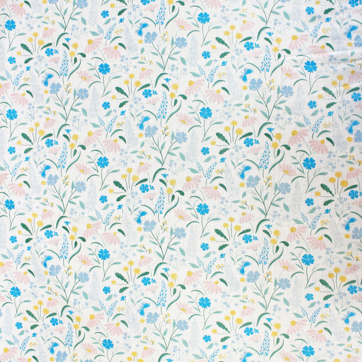 Close up View Riva Floral Cotton Dohar, Aqua Design 