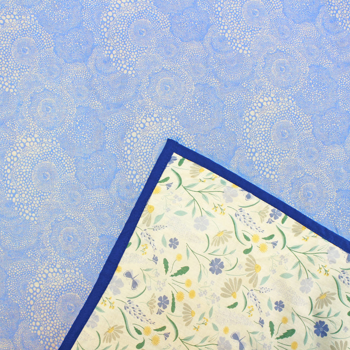 Riva Floral Cotton Dohar, Blue Design 