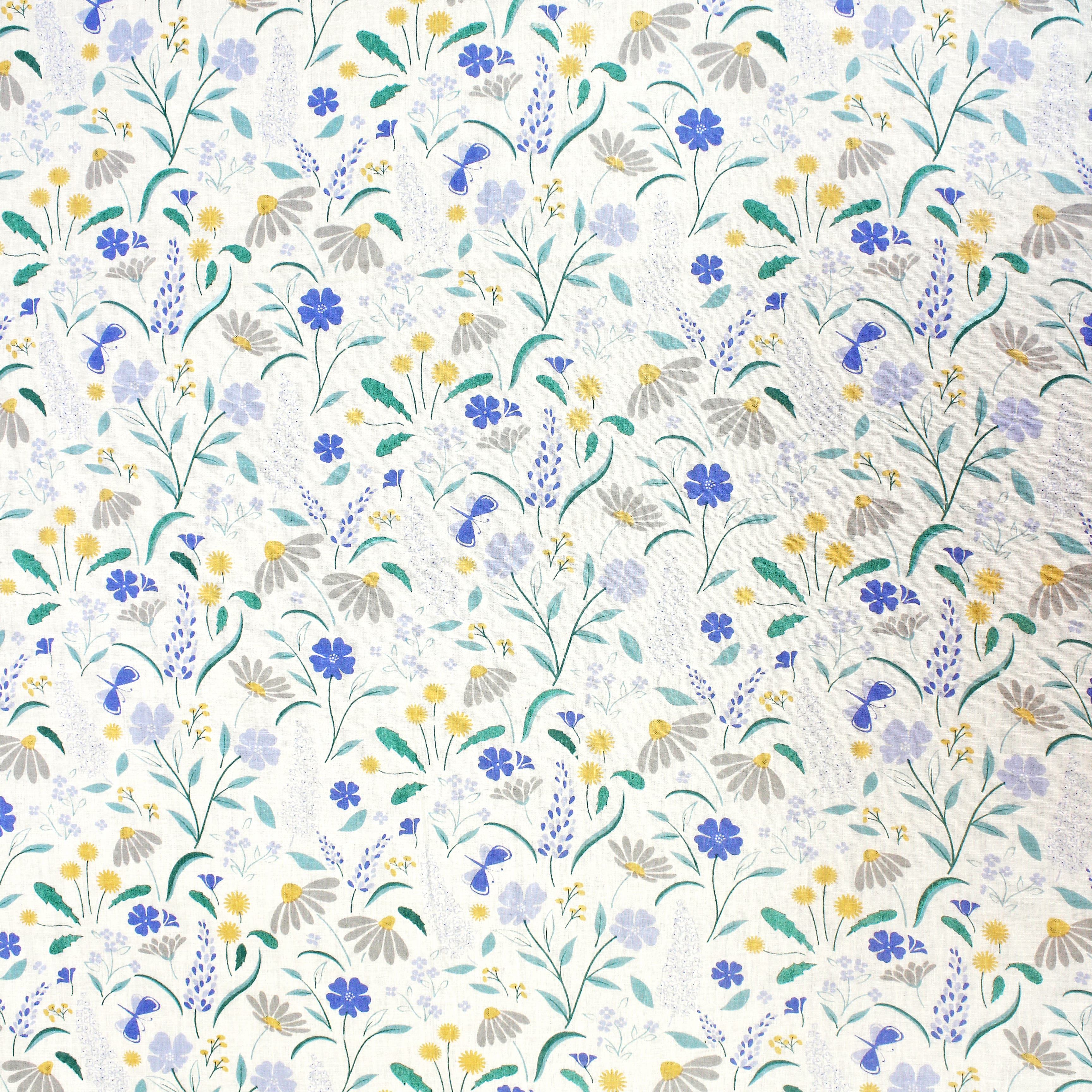 Full View Riva Floral Cotton Dohar, Blue Design 