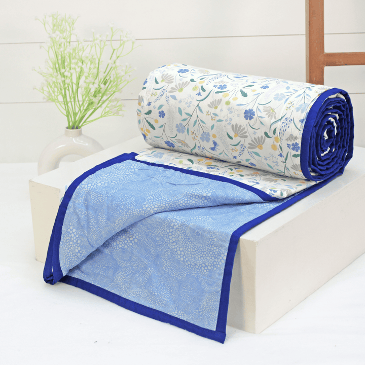 Riva Floral Cotton Dohar, Blue