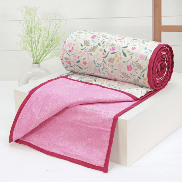 Riva Floral Cotton Dohar, Magenta 