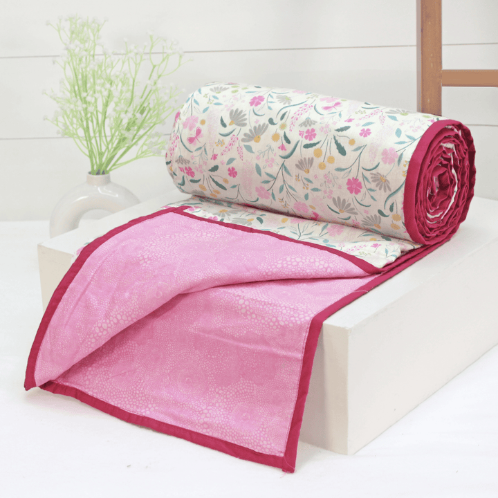 Riva Floral Cotton Dohar, Magenta 