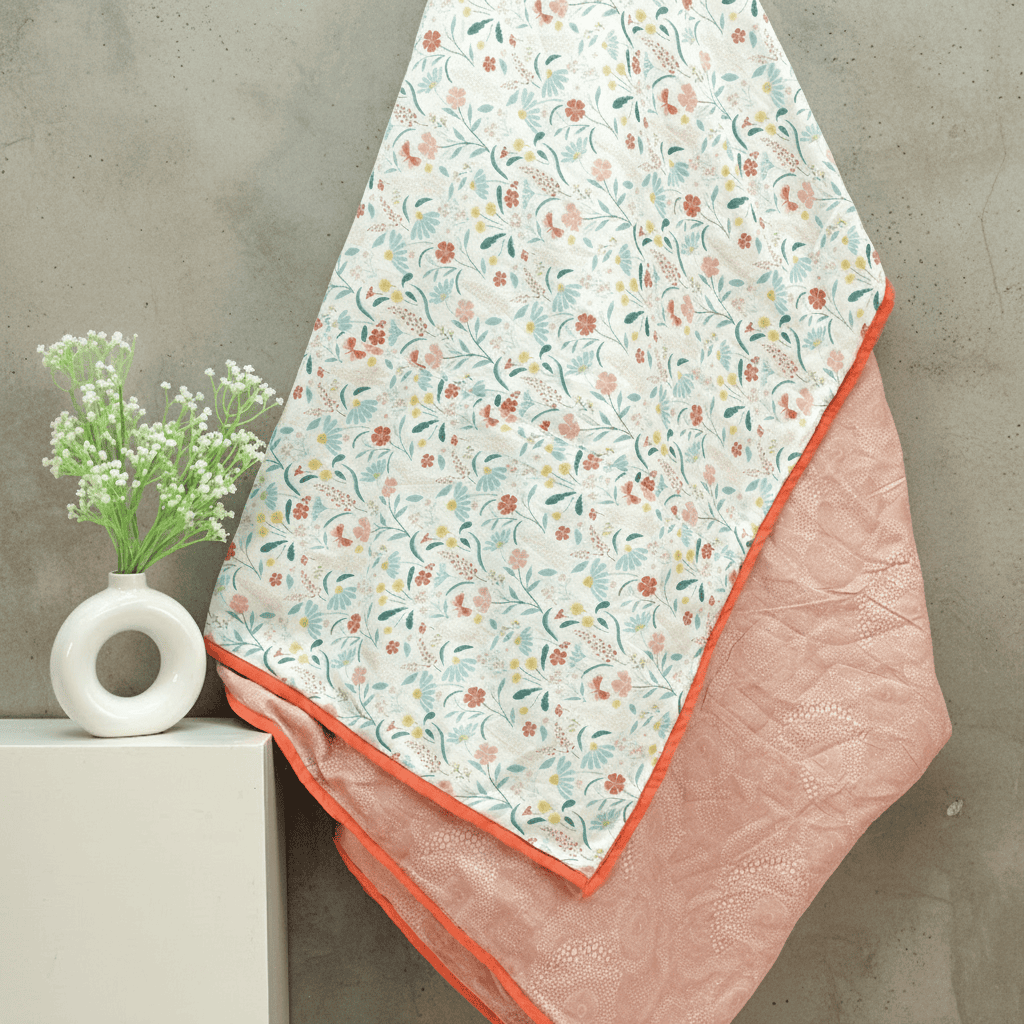 Riva Floral Cotton Dohar, Peach 