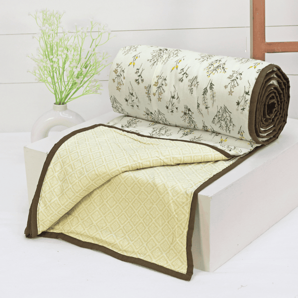 Riva Floral Cotton Dohar, Coffee