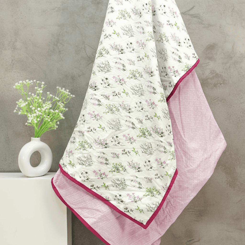 Riva Floral Cotton Dohar, Magenta 
