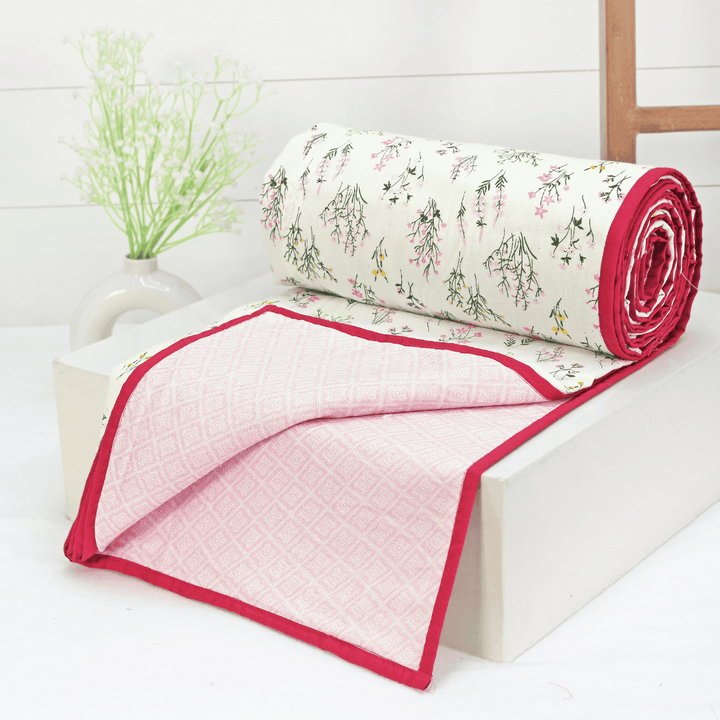 Riva Floral Cotton Dohar, Magenta