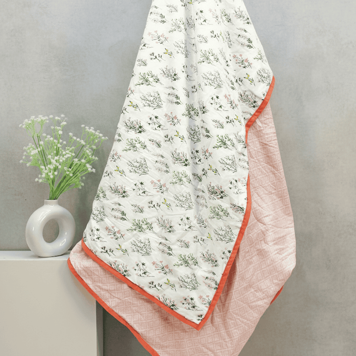 Riva Floral Cotton Dohar, Peach 