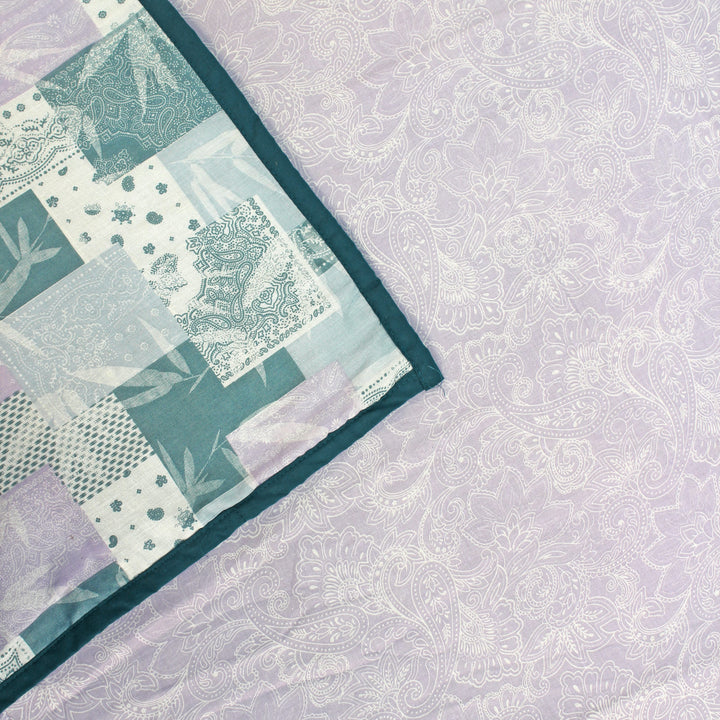 Riva Floral Cotton Dohar, Peacock Blue Design 