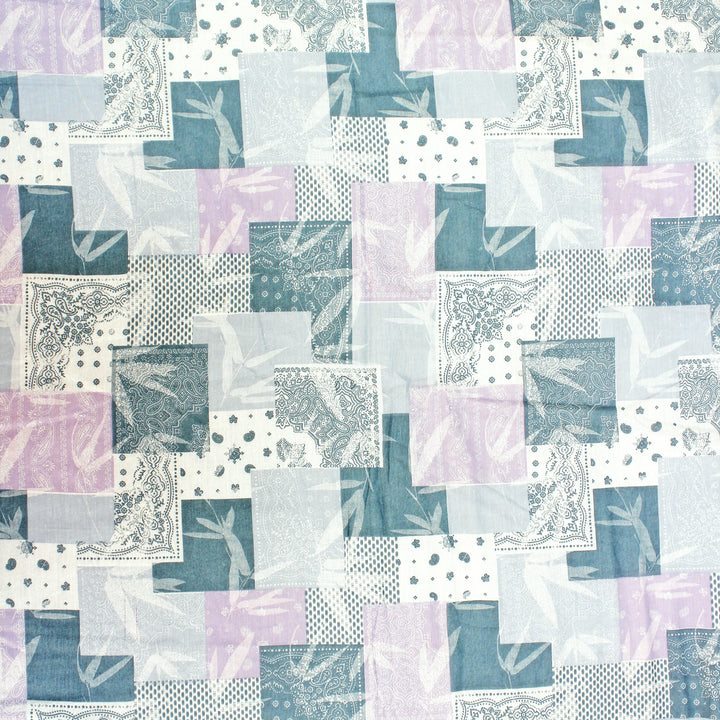 Full View Riva Floral Cotton Dohar, Peacock Blue Design 