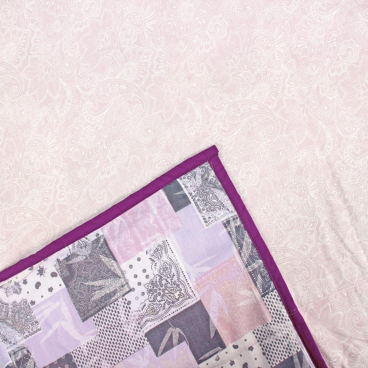 Riva Floral Cotton Dohar, Purple Design 