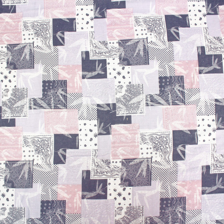 Full View Riva Floral Cotton Dohar, Purple Design 