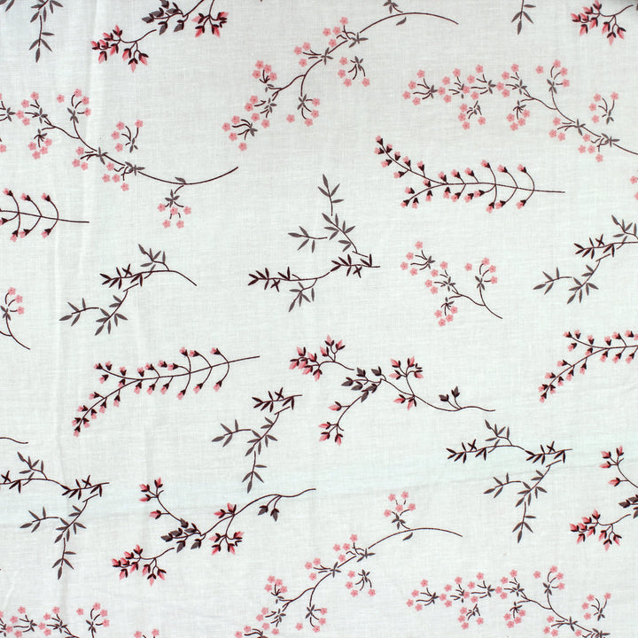 Close up View Riva Floral Cotton Dohar, Magenta Design 