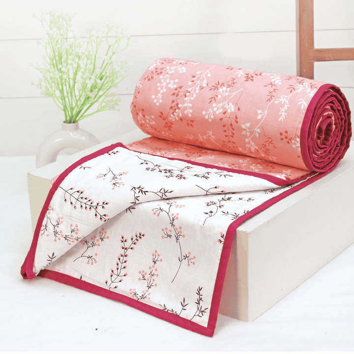 Riva Floral Cotton Dohar, Magenta