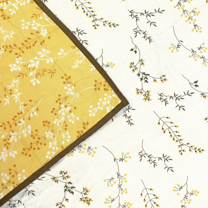 Riva Floral Cotton Dohar, Mustard Design 