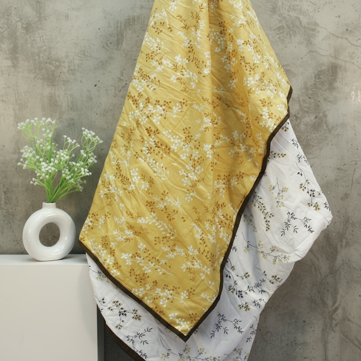 Riva Floral Cotton Dohar, Mustard