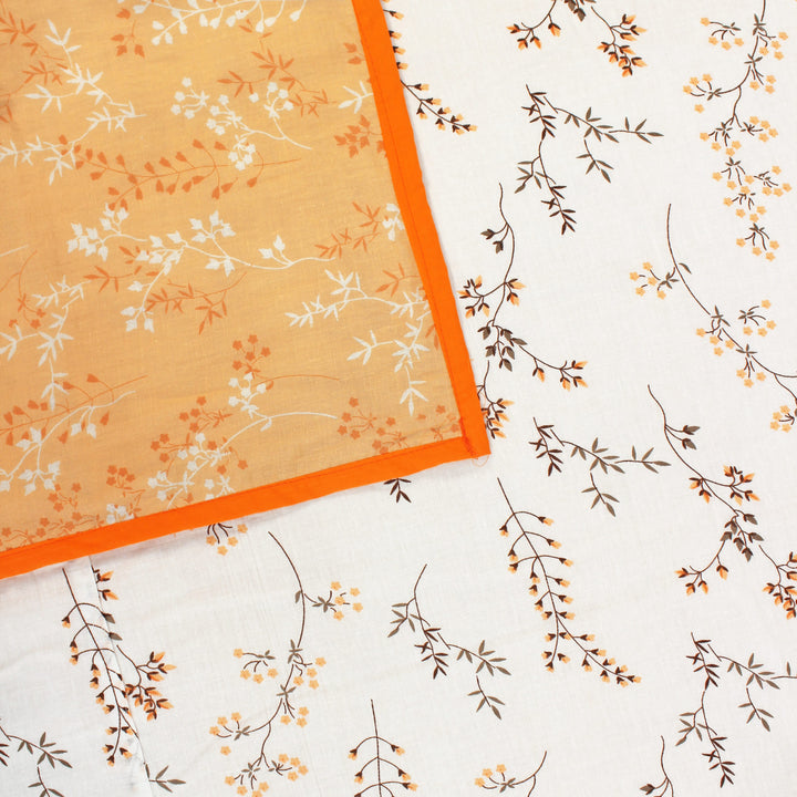Riva Floral Cotton Dohar, Orange