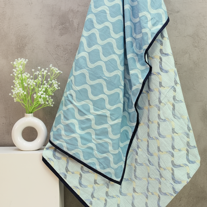 Riva Damask Cotton Dohar, Blue