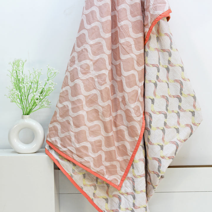 Riva Damask Cotton Dohar, Peach 