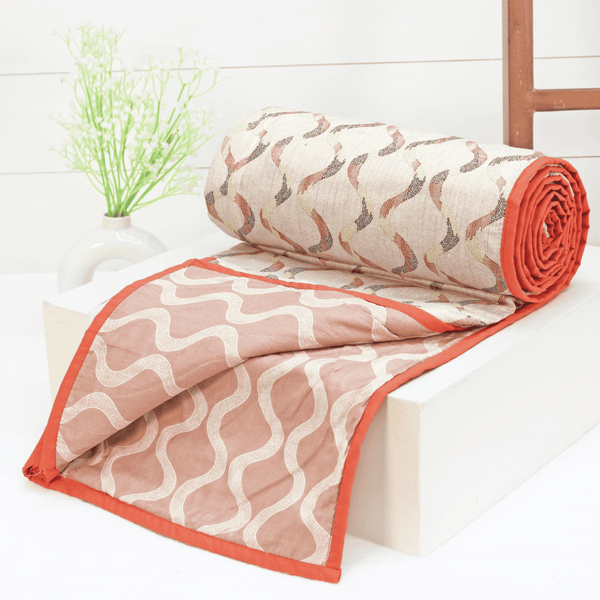 Riva Damask Cotton Dohar, Peach    