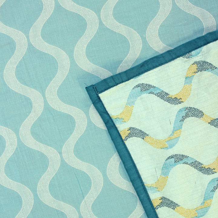 Riva Damask Cotton Dohar, Peacock Blue