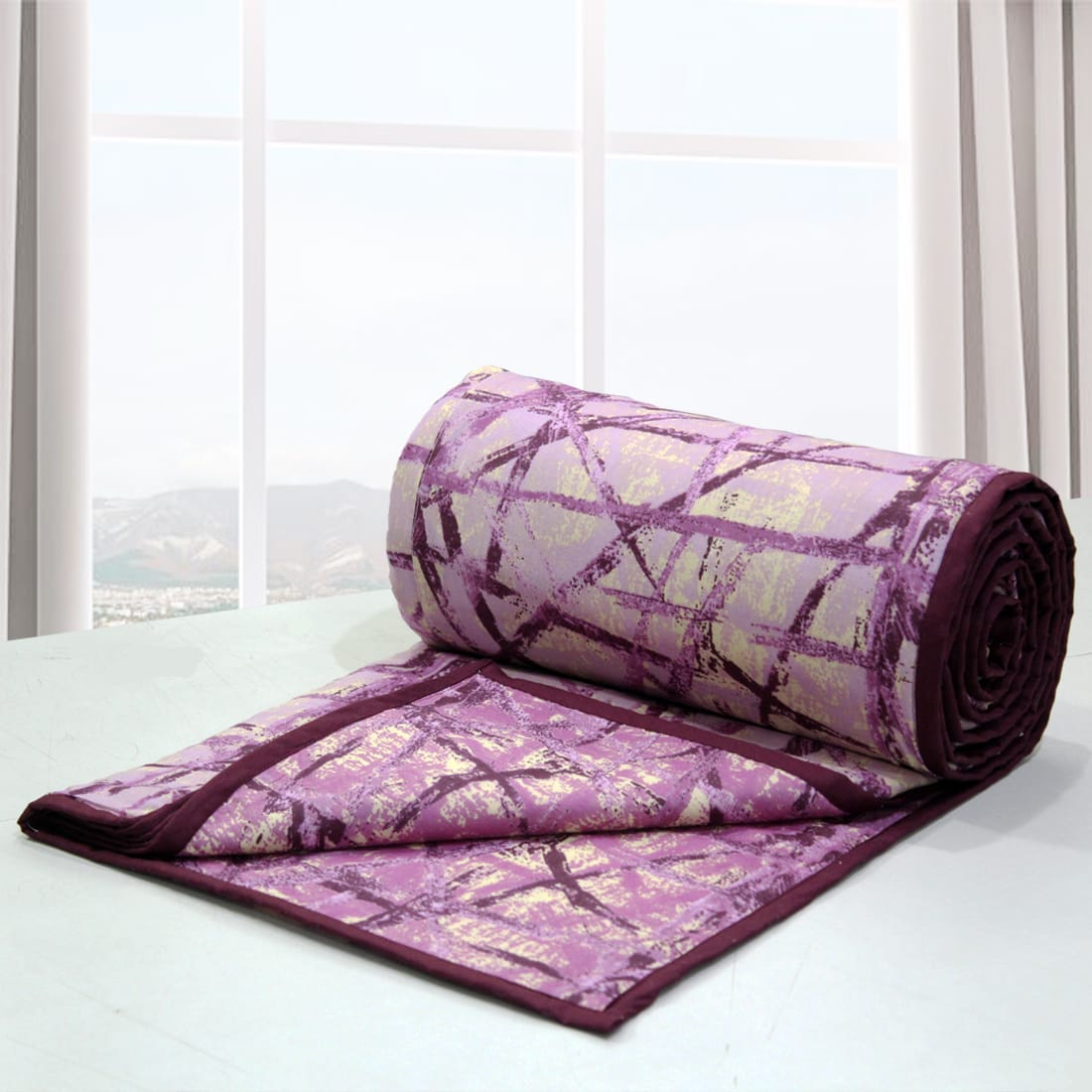 Soft Riva Geometrical Print Purple Cotton Dohar Online At Best Prices